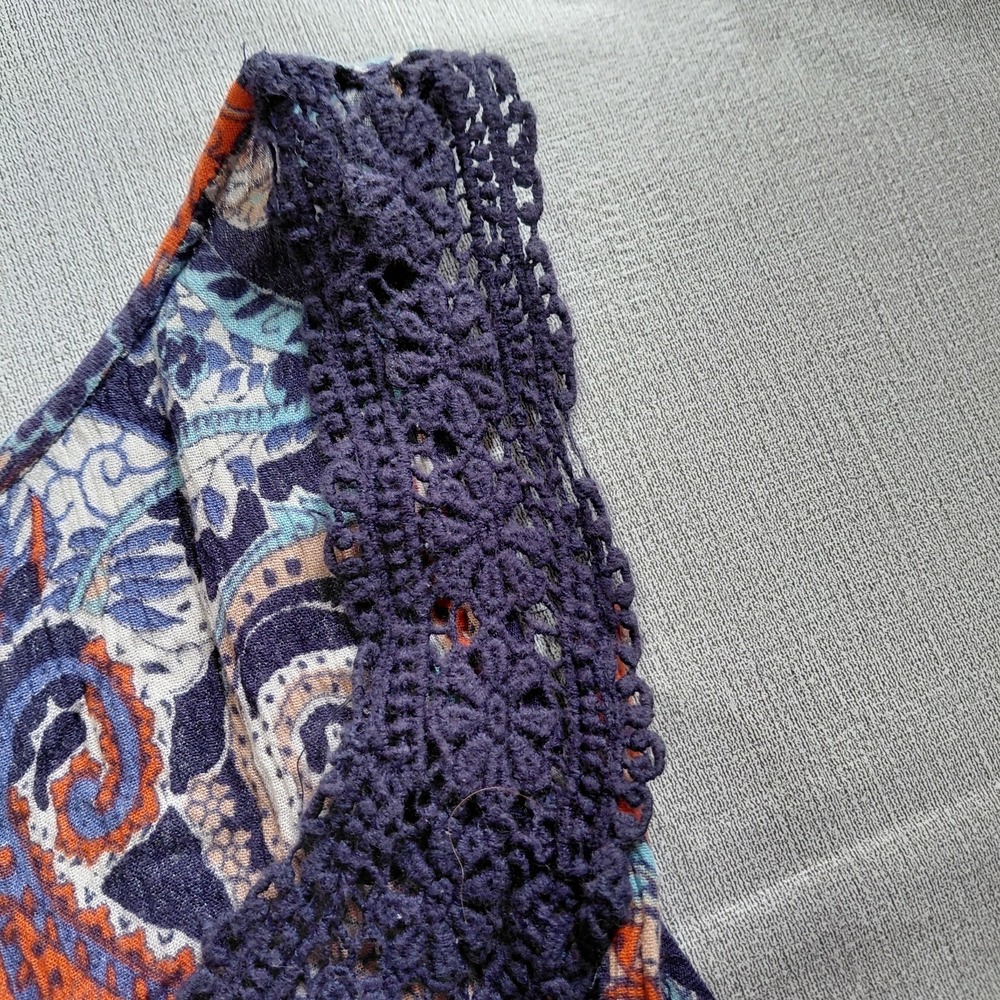Bila Asymmetric Hanky Hem Maxi Dress Med Red White & Blue Lace Trim - Picture 9 of 13